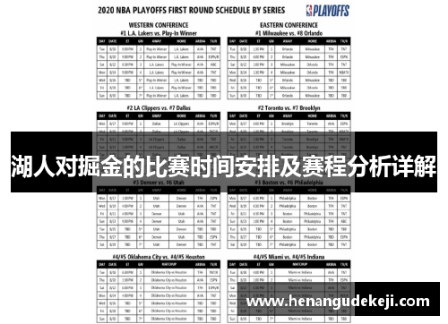 湖人对掘金的比赛时间安排及赛程分析详解